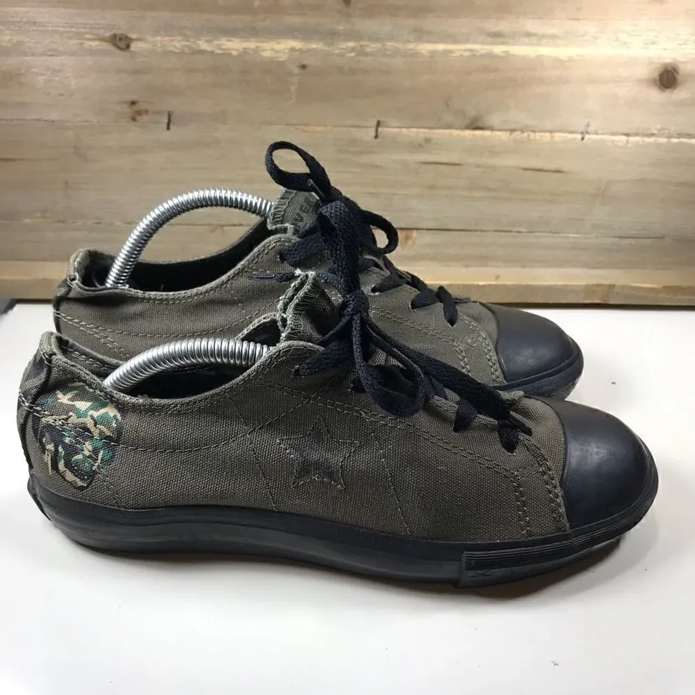 ✅Converse One-Star Camo Skull Arm Green Sneakers